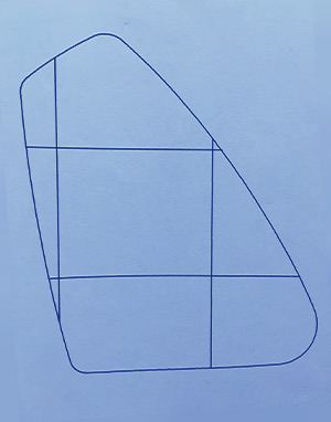 Okage - de originele tekening, contour en kwadranten